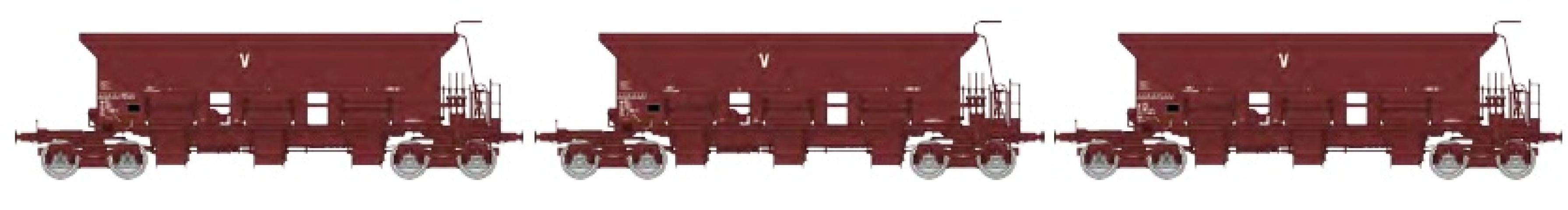 REE models WB-1021 Set of 3 ballast hopper Uas SNCF N°80 87 977 7 498-7 / N°80 87 977 7 504-2 / N°80 87 977 7 548-9 Era IV-V