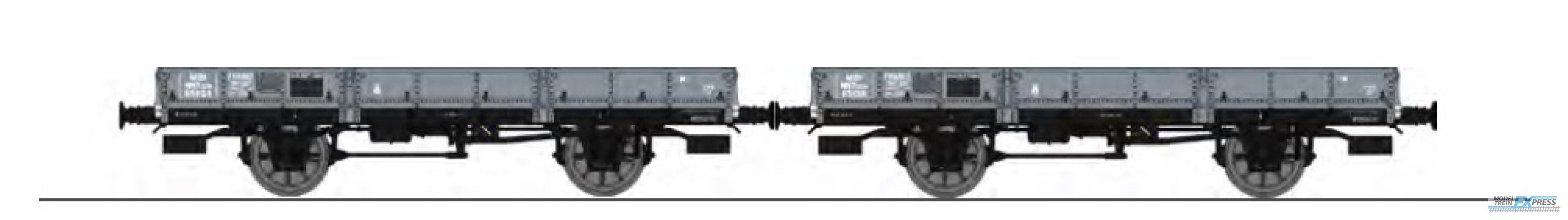 REE models WB-604 SET of 2 OCEM 29 FLAT Wagon Grey MIDI NNTouw 65624 et NNTouw 65198 Frein à levier, Spoked wheels Era II