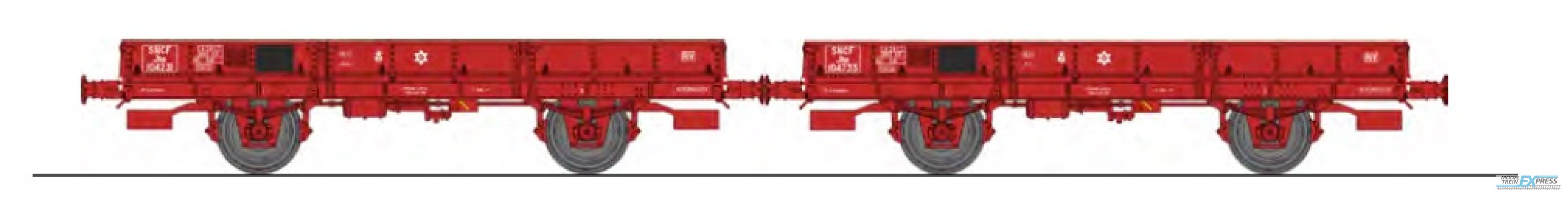 REE models WB-607 SET of 2 OCEM 29 FLAT Wagon Red SNCF Jho 104231 et Jho 104733 Braked, Plain wheels Era III B