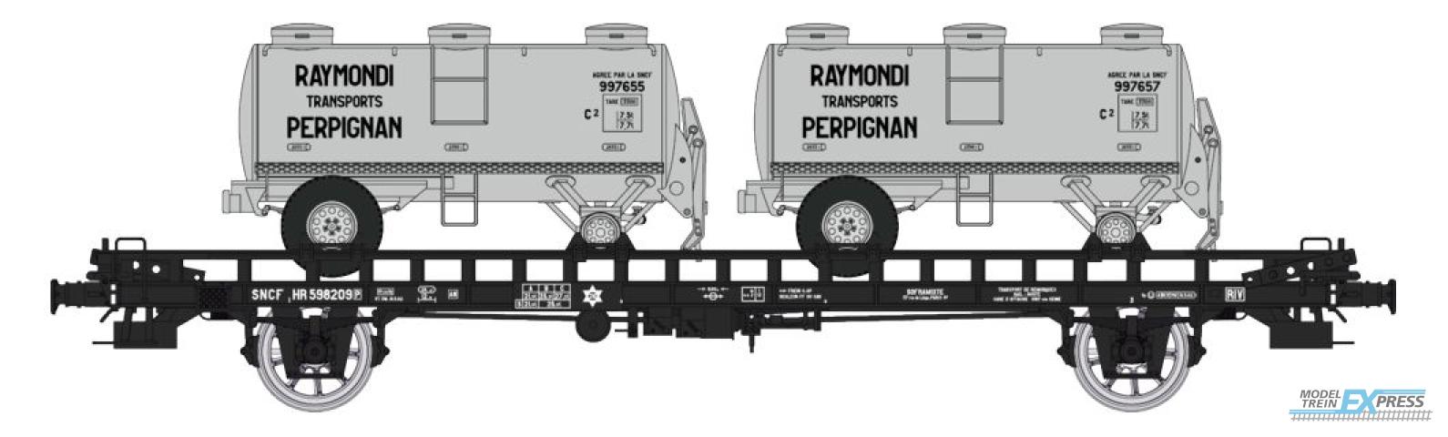 REE models WB-615 UFR double Era III HR 598209 black + 2 round shaped tank trailers RAYMONDI