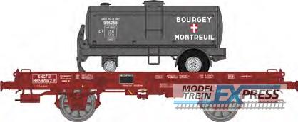 REE models WB-645 UFR Simple brown, spoked wheels N°597062 + Tank trailer « BOUGEY MONTREUIL » Era III