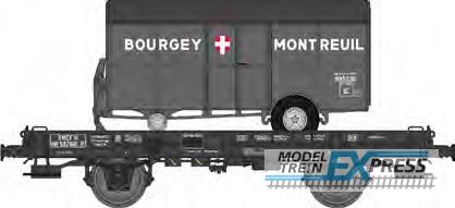 REE models WB-647 UFR Simple black, plain wheels N°597661 + Trailer « BOURGEY MONTREUIL » Era III