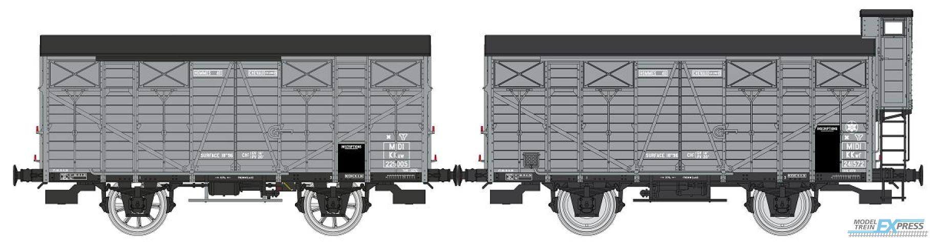 REE models WB-683 SET of 2 CLOSED Wagons OCEM 19, N°KKuw 229005, spoked wheels, closed shutters and N°KKwf 241572, plain wheels,