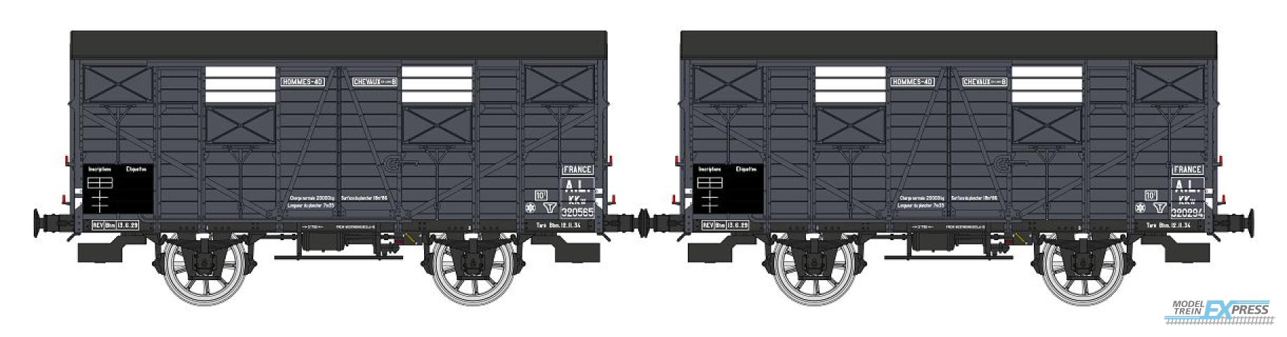 REE models WB-687 SET of 2 CLOSED Wagons OCEM 19, N?KKw 320565 and N?KKw 320294, spoked wheels, opened closed, AL Era II