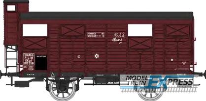 REE models WB-697 PLM 20 T Closed Wagon Sideros red, N° KKwf 170556 with brakesman home, PLM Era II
