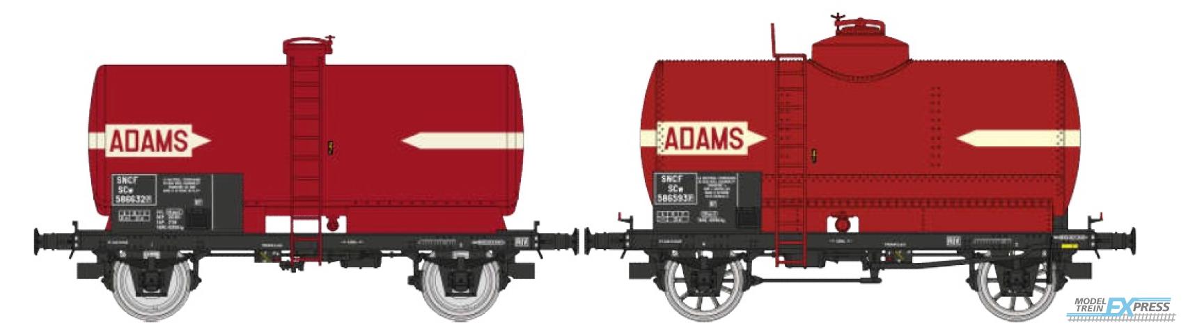 REE models WB-714 Set de 2 citernes ADAMS, Red, black frame, SNCF Era III