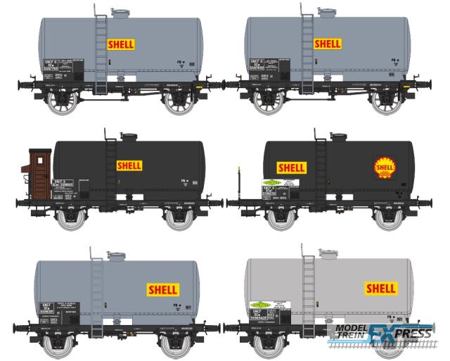 REE models WB-722 REE COLLECTION Set of 6 Tank Wagon SHELL, SNCF Era III (Limited Serie 250 Pieces)