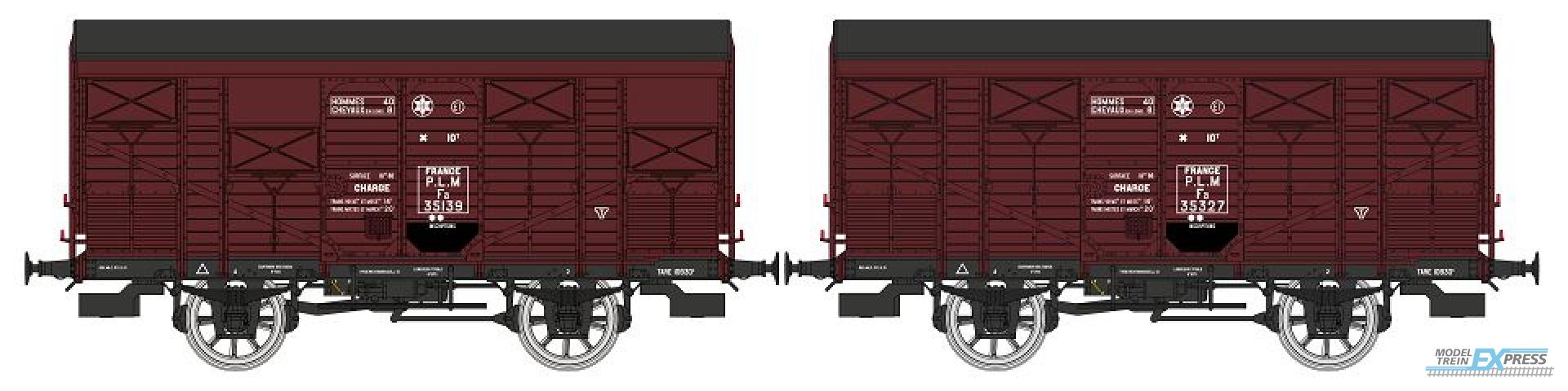 REE models WB-735 Set of 2 Vegetables wagons 14 T PLM red Sideros, N° Fa 35139 & Fa 35327, PLM Era II