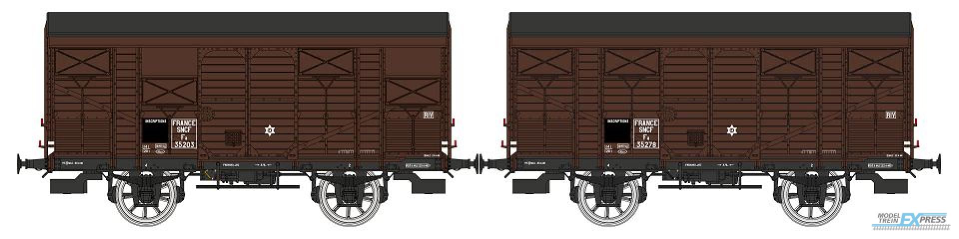 REE models WB-737 Set of 2 Vegetables wagons 14 T PLM brown wagon 540, N° Fa 35203 & Fa 35278, SNCF Era III A