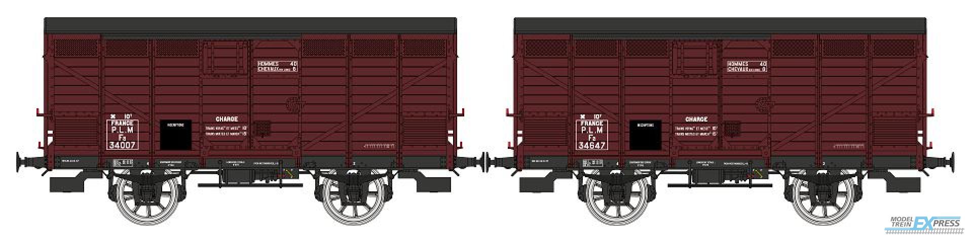 REE models WB-743 Set of 2 Vegetables wagons 1936 rebuilt PLM red Sideros, N° Fa 34007 & Fa 34647, PLM Era II