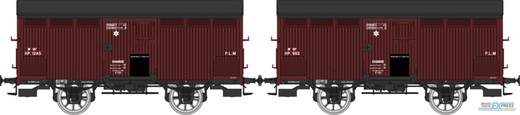 REE models WB-757 Set of 2 Vegetables wagons 10 T PLM, red Sideros, N° HP 1245 & HP 982, PLM Era II