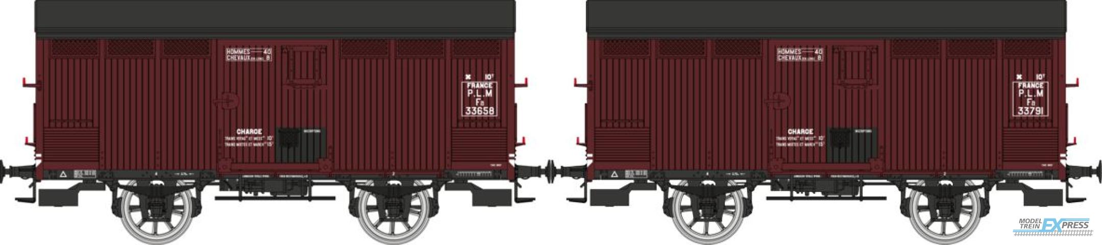 REE models WB-759 Set of 2 Vegetables wagons 10 T PLM, red Sideros, N° Fa 33658 & Fa 33791, PLM Era II