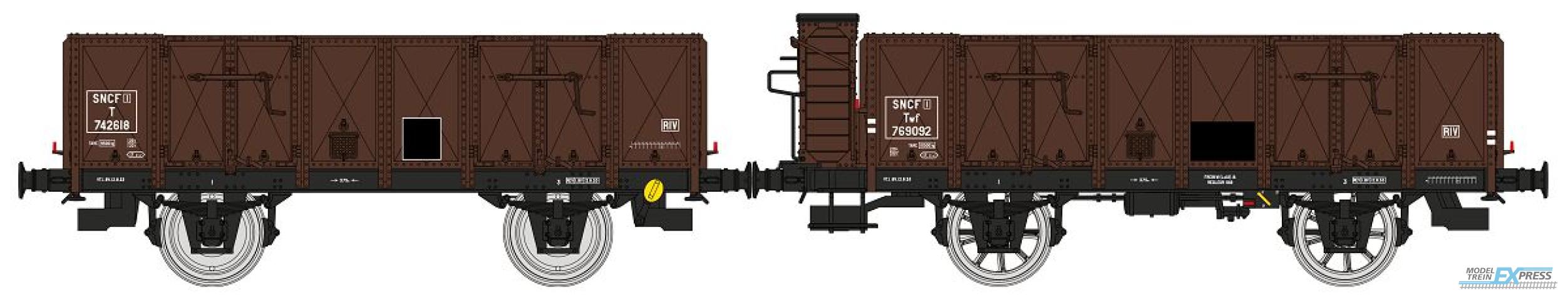 REE models WB-832 Set of 2 OCEM 19 Gondola, T7 42618 et Twf 769092 SNCF Era III A