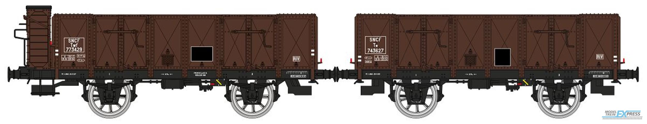 REE models WB-836 Set of 2 OCEM 19 Gondola, Twf 773429 et Tw 743627 SNCF Era III  B