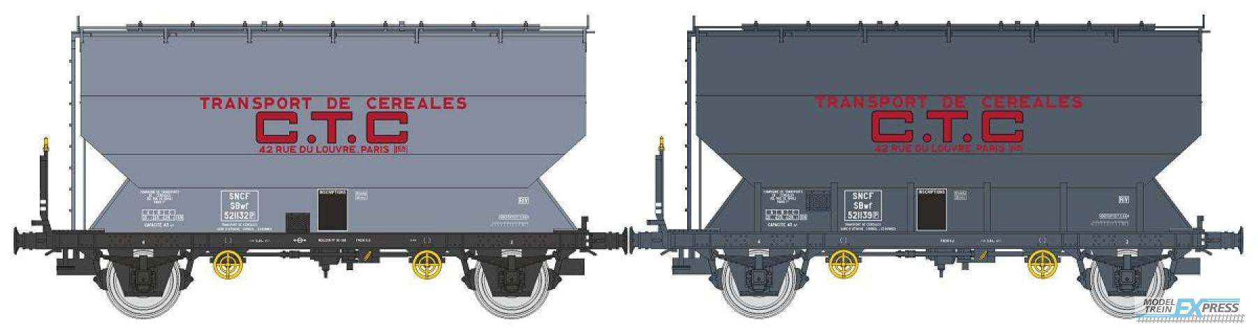 REE models WB-887 Set of 2 grain wagon " CTC " Era. III