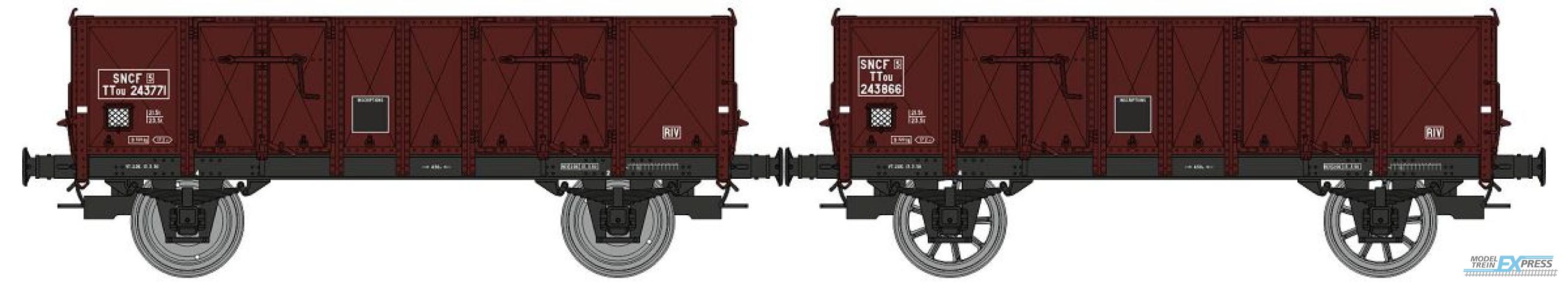 REE models WB-916 Set of 2 gondola steel body n°243 771 & 243 866 SNCF Era. III