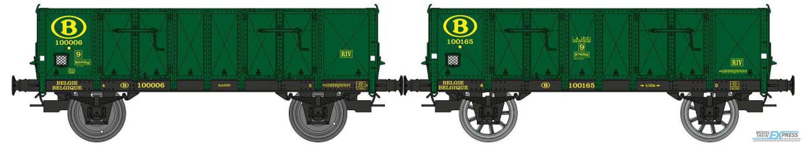 REE models WB-921 Set of 2 gondola steel body n°100006 & 100165 SNCB Era. III