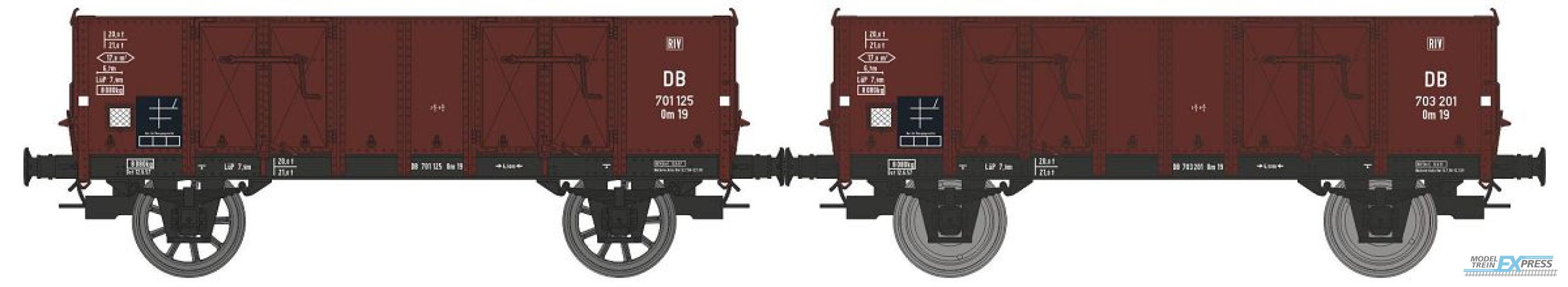 REE models WB-926 Set of 2 gondola steel body n°701 125 Om19 & 703 201 Om19 DB Era. III