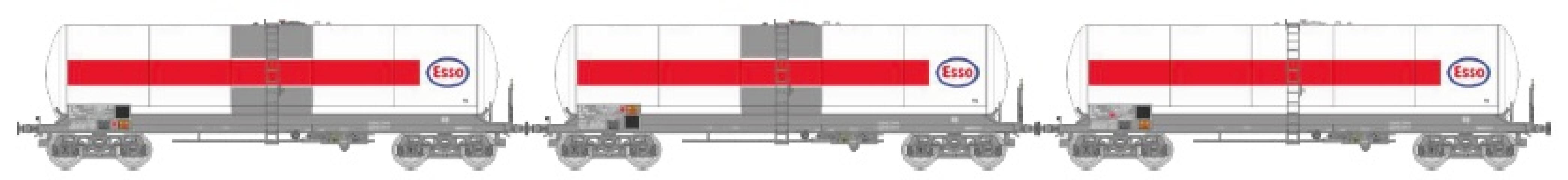 REE models WB-937 Set de 3 Citernes ANF Longues, bogie Y23M « ESSO » Ep.IV