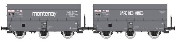 REE models WB-964 Set de 2 COKE MH45 3E, 'MONTENAY' + 'GARE DES MINES'  Gris foncé Ep.III