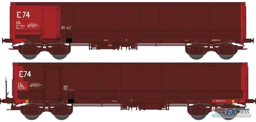 REE models WBSE-016 SET of 2 Gondola Fas Era.V Bogie Y25 (reconstructed) Y25 N°31 87 7 650-8 without platform & N°31 87 673 7 188-9 with Brakesman platform (2006)