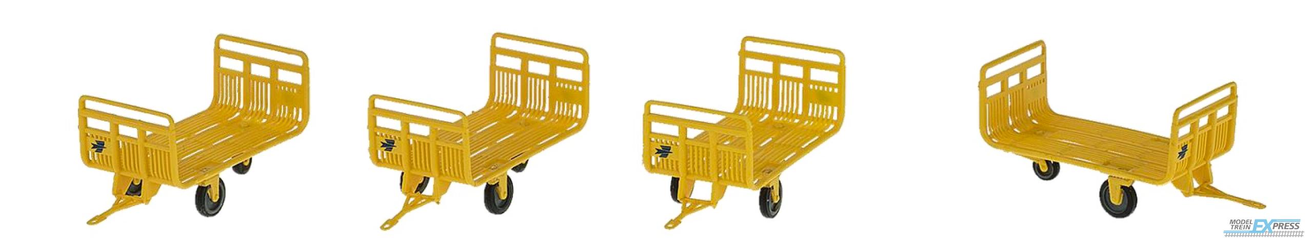 REE models XB-029 SET de 4 "metallic" luggage trolley, Era IV Yellow + "swallow" Marking
