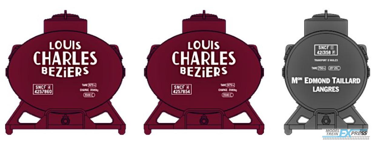 REE models XB-036 SET of 3 Containers TANK (2 Louis Charles and 1 Taillard)