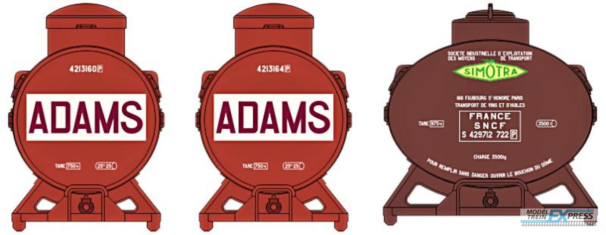 REE models XB-038 SET of 3 Containers TANK (2 Adams and 1 Simotra)