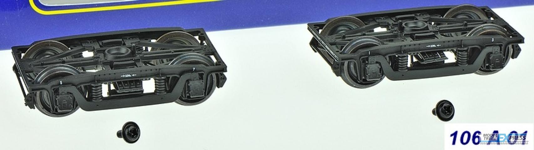 REE models XB-106-A-01 Set of  2 Bogies Y2 - 4 Cushion wheelboxes - Black