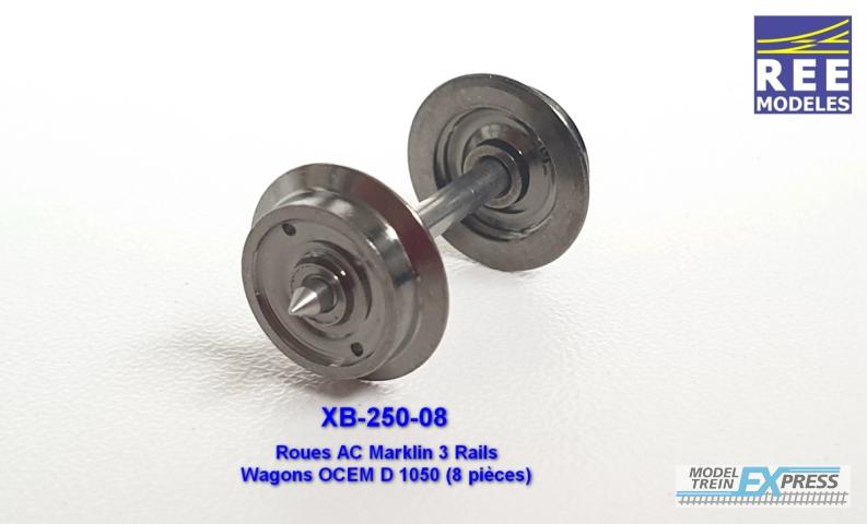 REE models XB-250-08 AC Marklin Wheels for Wagons OCEM D 1050 (8 pieces)