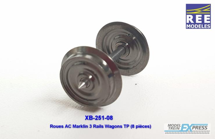 REE models XB-251-08 AC Marklin Wheels for Wagons TP (8 pieces)