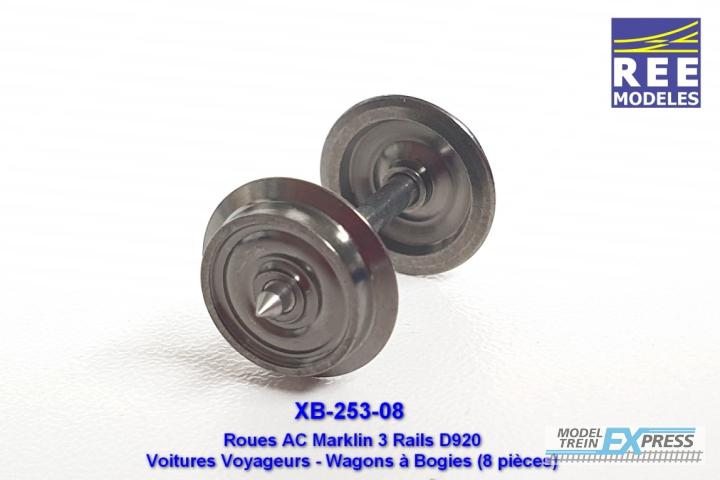 REE models XB-253-08 AC Marklin Wheels for D920 Passengers Coaches - Bogies wagon (8 pieces)