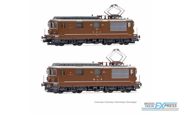 Rivarossi 2813S SEZ/BLS, 2-unit pack electric locomotives Re 4/4, SEZ 177 "Zweisimmen" + BLS 173 "Lötschental", period IV, with DCC sound decoder