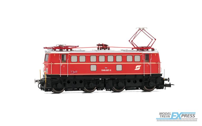Rivarossi 2940S ÖBB, electric locomotive 1040 007-5, new lateral air vents, vermillion livery with three decoration lines, low roof, steps on front, ep. V, with DCC-Sounddecoder