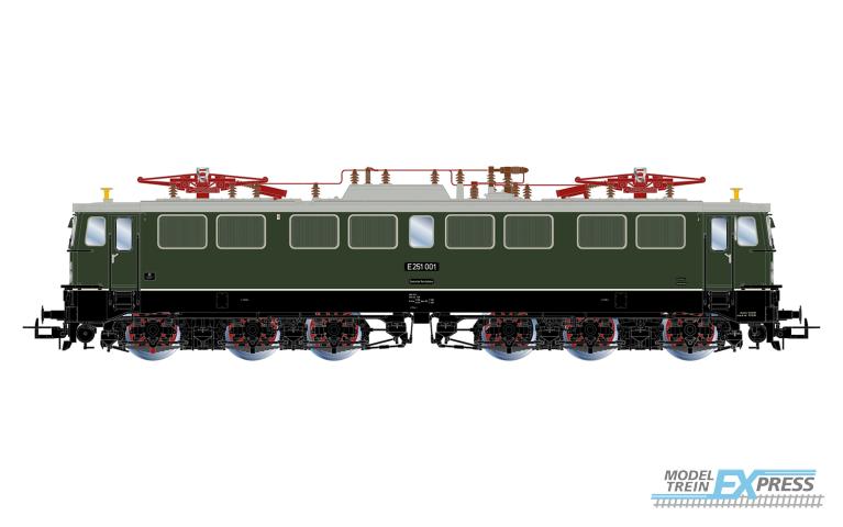 Rivarossi 2941 DR, 6-axle electric locomotive E251 001, green livery with black bogies, ep. III