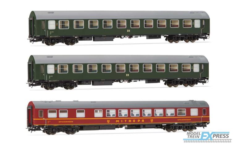 Rivarossi 4328 DR 3-unit set coaches contains 2 x 2nd class coaches and a restaurant coach ep III