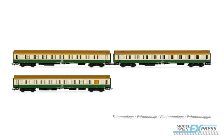 Rivarossi 4344 DR 3- unit pack coaches type OSShD A AB Bc) green/beige