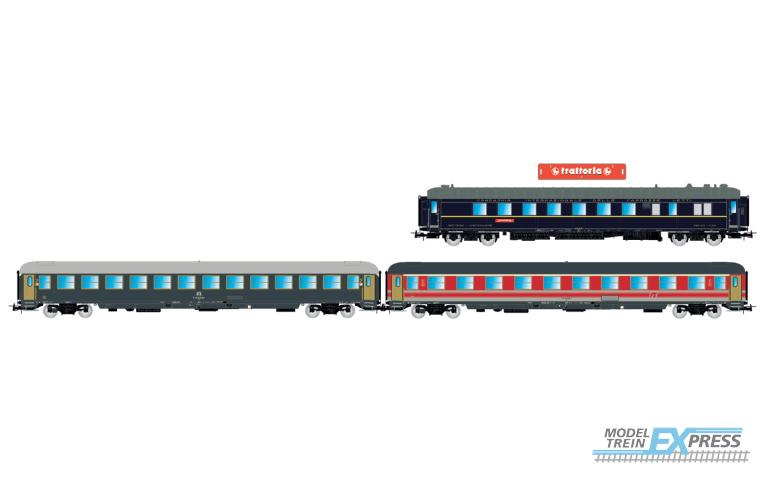 Rivarossi 4361 FS, 3-unit pack "Alpen-Express" 1/2, WR CIWL 1925T UIC vestibules + UIC-X 1st class red/grey + UIC-X 2nd class grey, ep. IVb