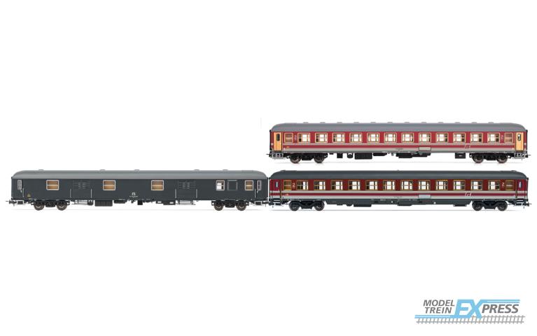 Rivarossi 4362 FS, 3-unit pack "Alpen-Express" 2/2, 2x UIC-X 2nd class red/grey + luggage van UIC-X '70 grey, ep. IVb