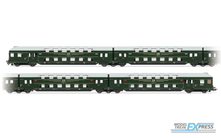 Rivarossi 4392 DR, 4-unit double decker coach with control cab, green/grey roof, ep. III