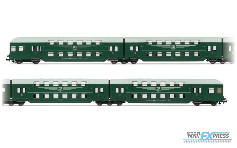 Rivarossi 4393 DR, 4-unit double decker coach without control cab, green/grey roof, ep. IV