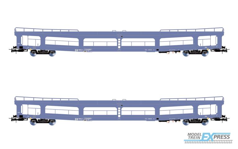 Rivarossi 4421 DR, 2-unit pack of DDm 916 car transporters, blue livery, ep. IV