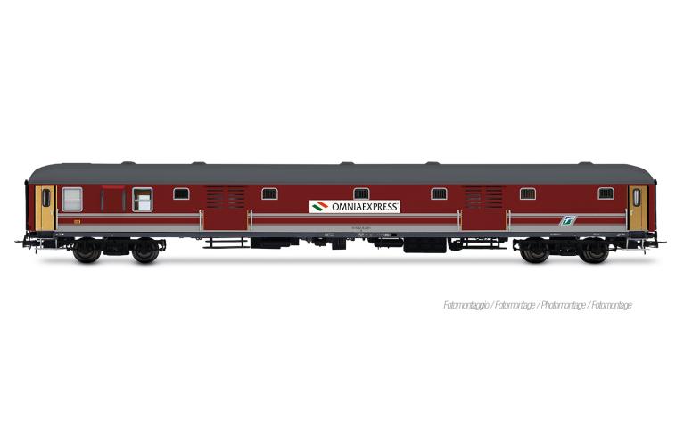 Rivarossi 4431 FS, luggage van UIC-X 1970 without skirts, red/grey livery, "Omnia Express", ep. V
