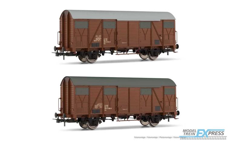 Rivarossi 6507 FS 2-units pack Ghs closed wagons with low aerators brown livery ep IV