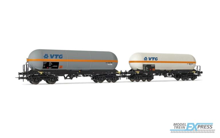 Rivarossi 6512 VTG 2-unit pack 4-axle gas tank wagon for transport of vinyl chloride period V