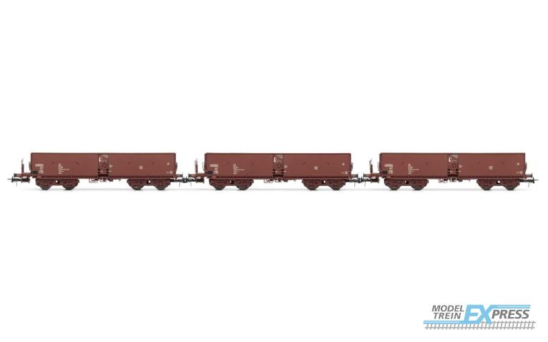 Rivarossi 6521 DR 3-unit pack hopper wagons with low top box Fadrrs brown livery period IV