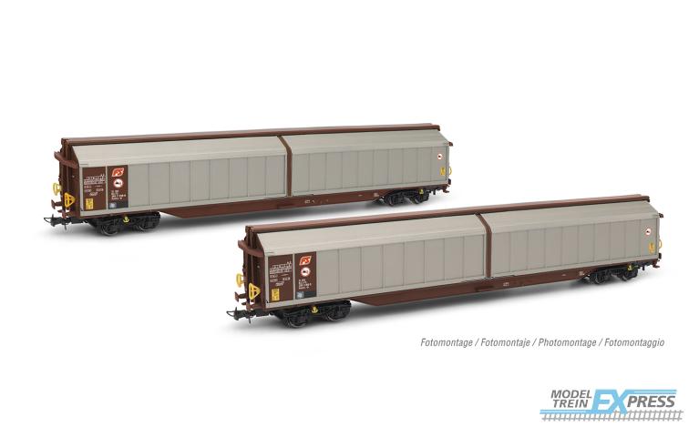 Rivarossi 6597 FS, 2-unit pack closed wagons type Habillss, silver/brown livery, ep. V