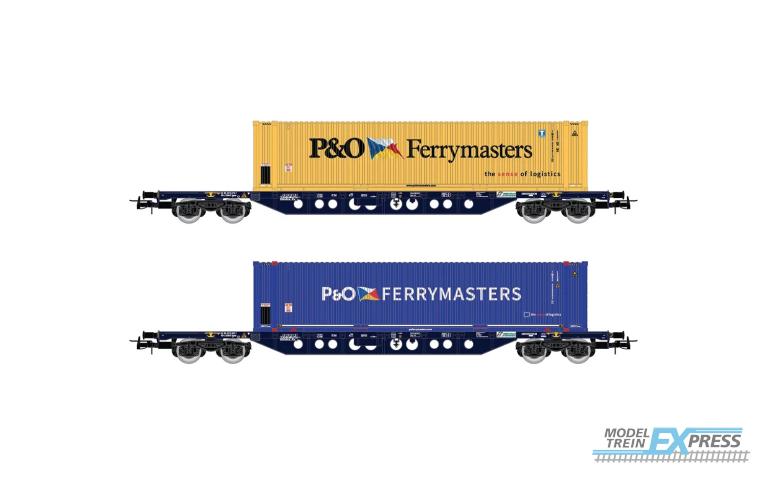 Rivarossi 6614 2-unit pack Container wagon loaded with 45 containers PO Ferrymaster blue and yellow ep V-V