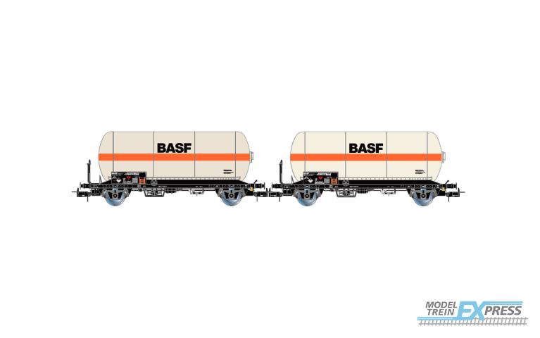 Rivarossi 6618 DB, 2-unit set of 2-axle gas tank wagons Zgs, "BASF", ep. IV-V