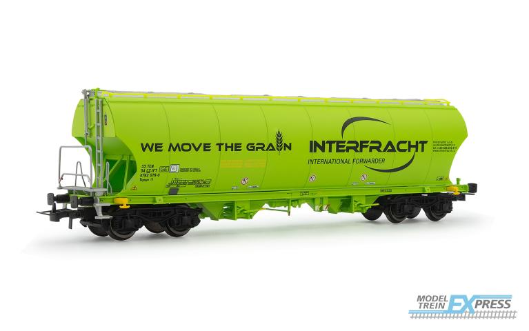 Rivarossi 6624 CZ-Interfracht, 2-unit pack 4-axle silo wagons with rounded side walls, "neongreen" livery, ep. VI